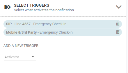 Select Triggers section