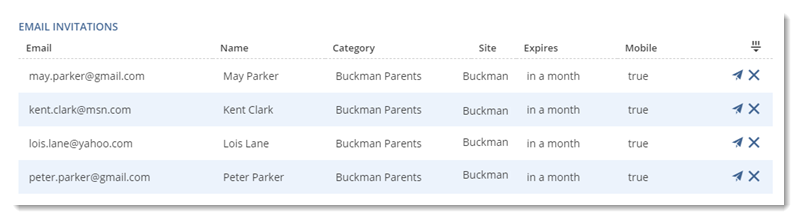 Email Invitations section