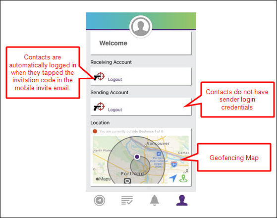 Mobile app account screen overview