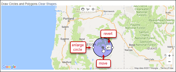 Altering a circle area for geocodes