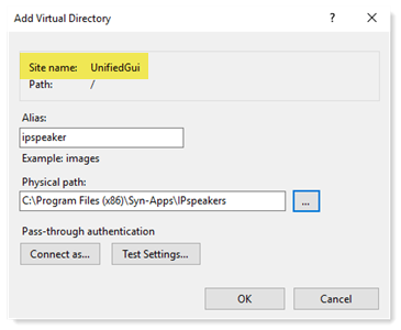 Add virtual directory dialog box