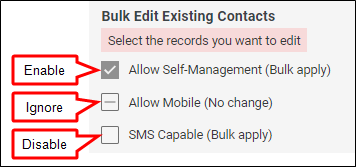 Summary of Bulk Edit Contacts dialog box