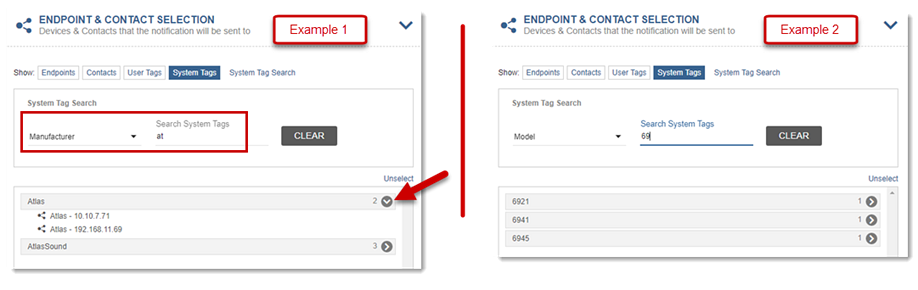 Flow for searching for system tags