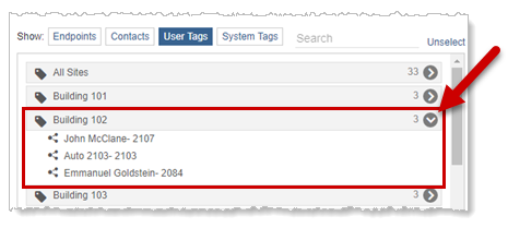 Expanding a User tag selection