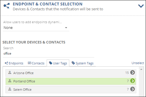 Selecting Endpoints and the result