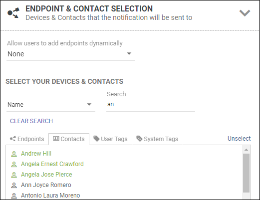 Summary of Endpoint and Contact Selection section