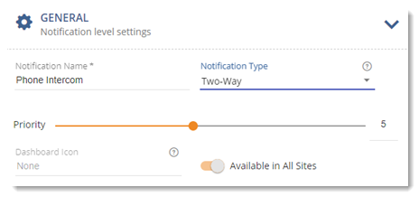 Summary of General settings