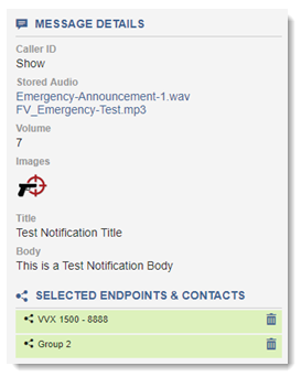 Poly endpoints in the Message Details summary