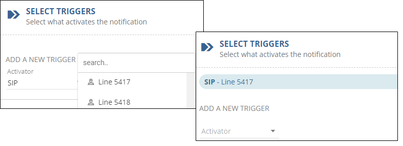 Selecting a SIP trigger