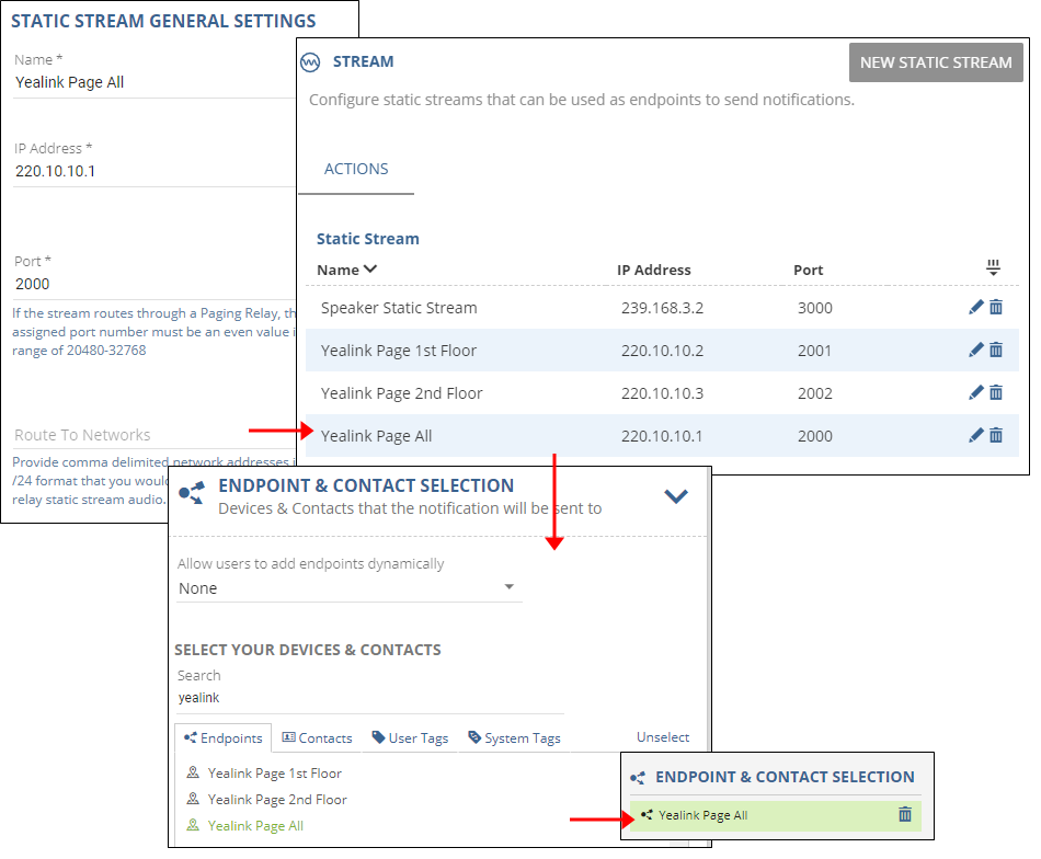 Static stream and Yealink workflow