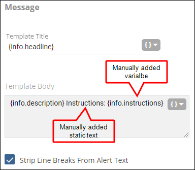 Add Instruction variable to message body