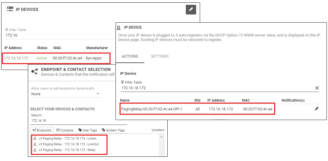 How your Paging Relay appears as IP Devices and Endpoints