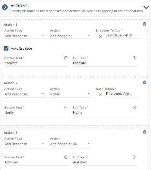 Summary of Actions section