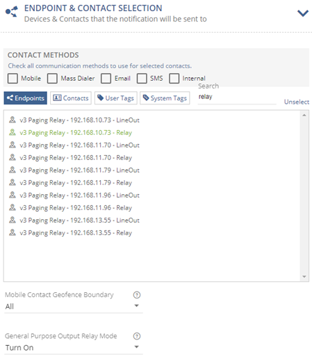 Summary of Endpoint and Contact Selection section