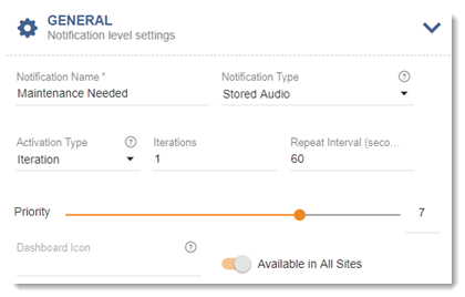 Summary of General settings section