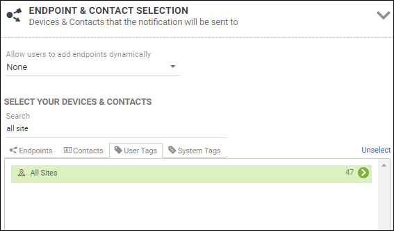 Summary of Endpoint and Contact Selection section