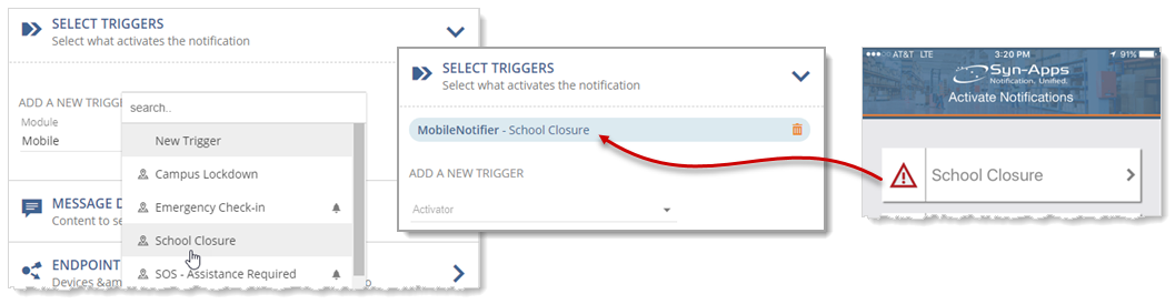 Selecting triggers flow