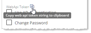 Location of the WebAPI token copy icon